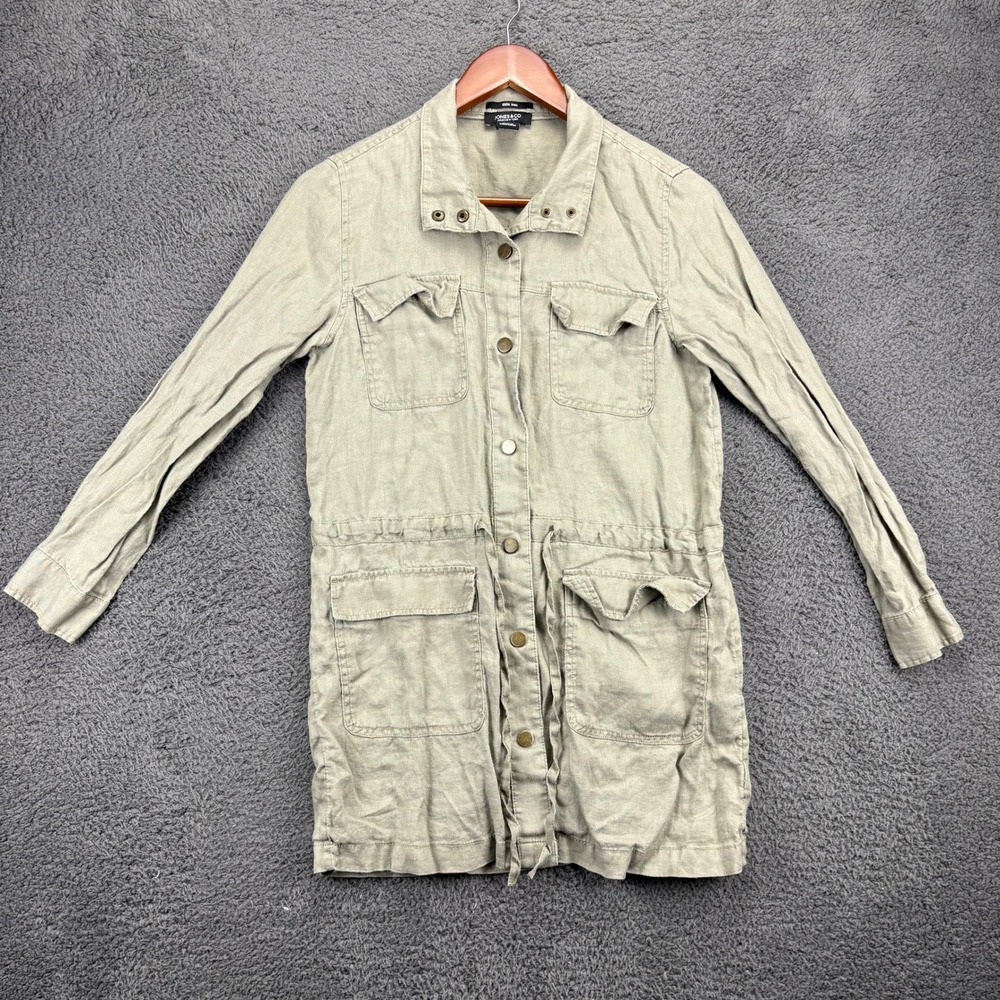 Jones & Co Jones New York Linen Drawstring Utility Shirt Dress‎ Womens XS